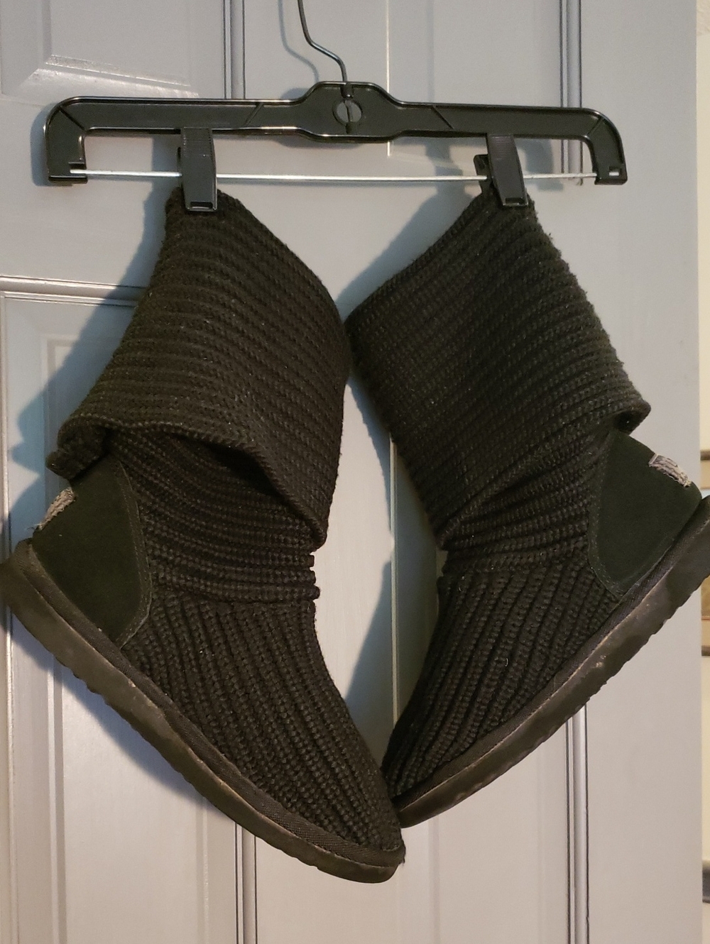UGG Black Knee-High Cardy Knit Button Boot 7